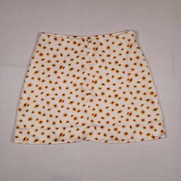 NWT WeWoreWhat Revolve Ditsy Daisies Mini Slip Skirt Sz S Ivory Multi Floral - Picture 2 of 11